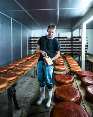 Boer Theo met zijn Leidsche Kaas